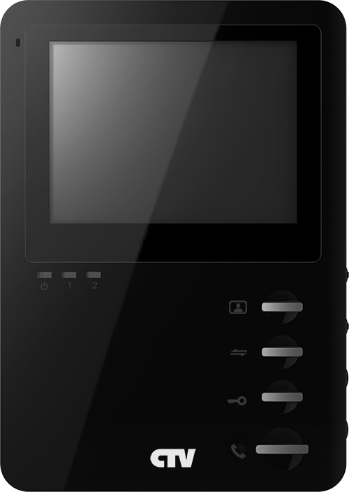 CTV - M1400M (Black) Монитор цветного видеодомофона, 4", Hands free, память на 250 изображений, накладное крепление, встр. ист пит, подкл до 2 выз. панелей и 4 мониторов, уникальный дизайн