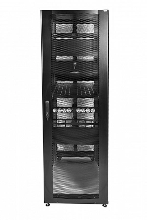 ЦМО ШТК-СП-48.6.10-44АА-9005 Шкаф серверный ПРОФ напольный 48U (600х1000) дверь перф. (2шт), черный, в сборе